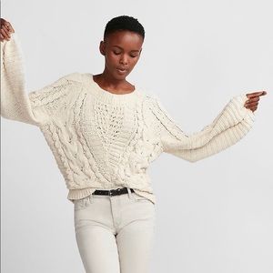 Express Cable Knit Chenille Balloon Sleeve Sweater